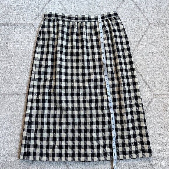 Talbots Classic Black and White Check Wool Blend Midi Pencil Skirt Sz M - Picture 4 of 7